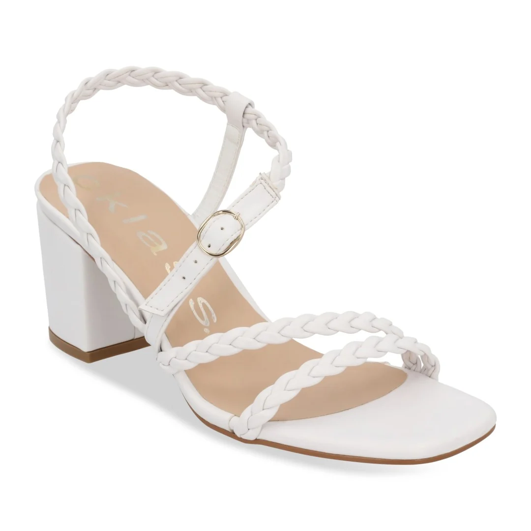SANDALIA DE TACÓN BLANCO DE TRENZAS 25079