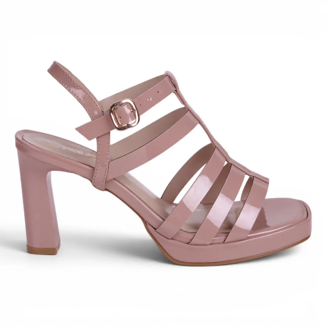 SANDALIA DE TACÓN CON TIRAS BEIGE 03943 - Image 2