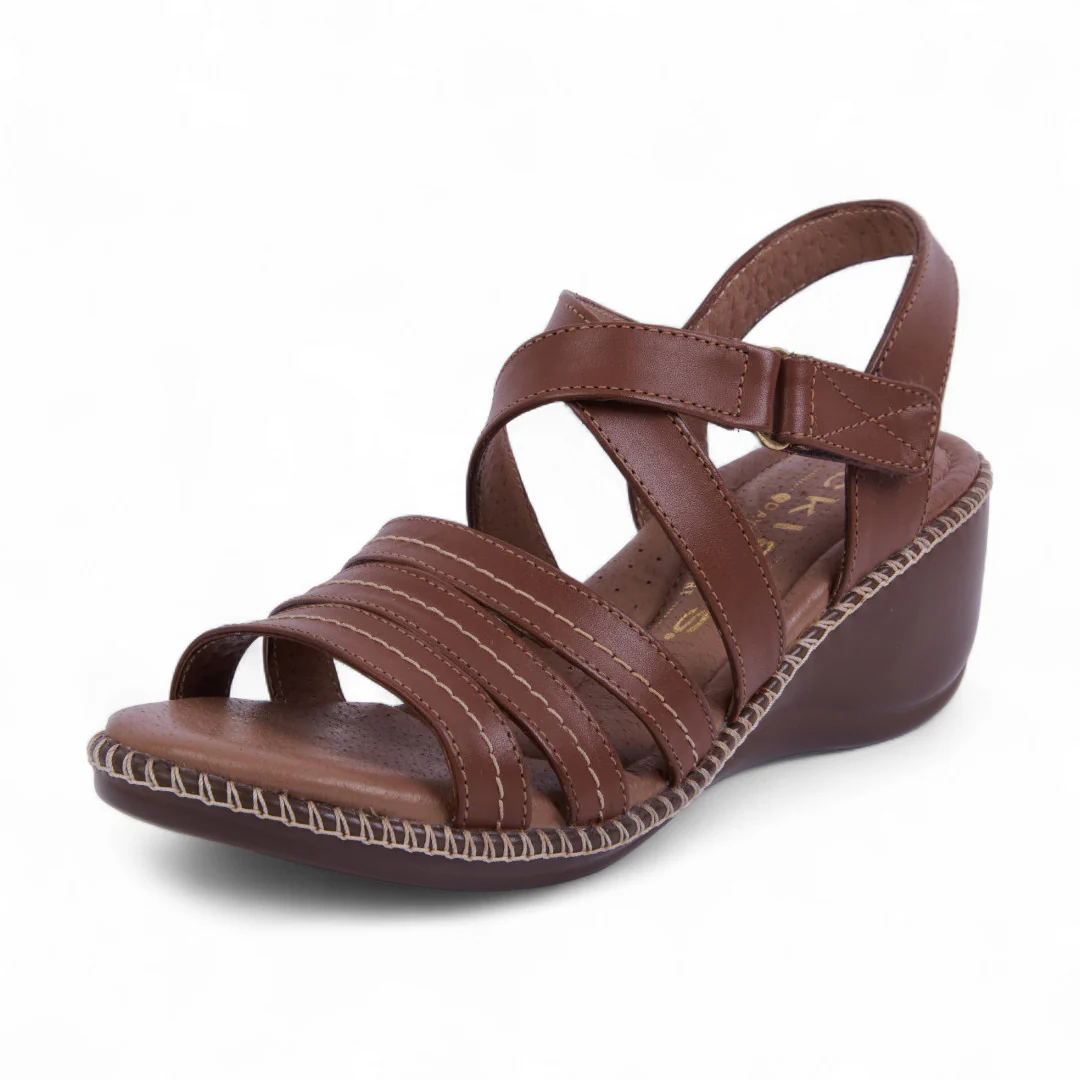 SANDALIA DE TACÓN MIEL CINTAS 27907