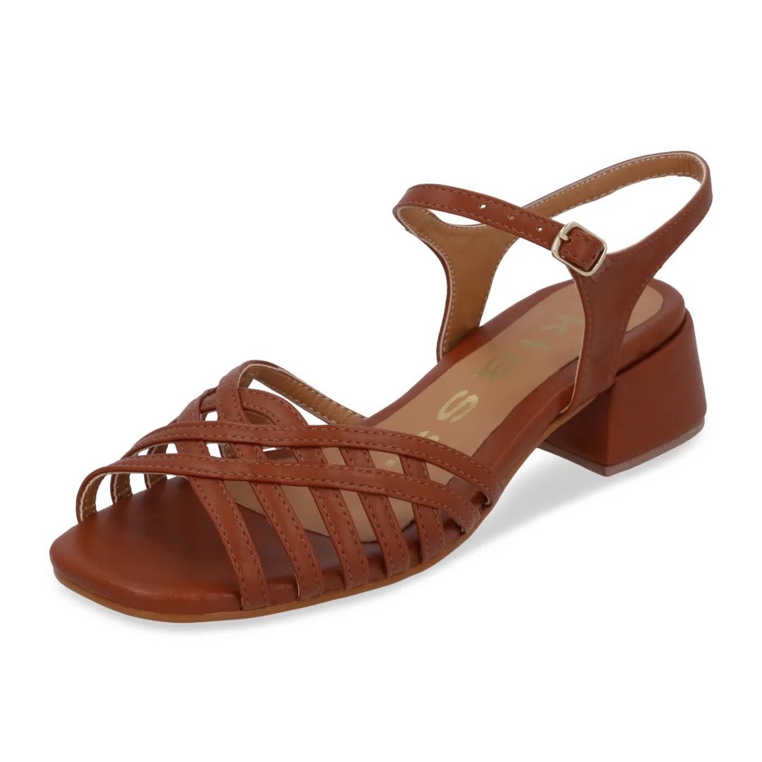SANDALIA DE TACÓN MIEL DE TIRAS 32227