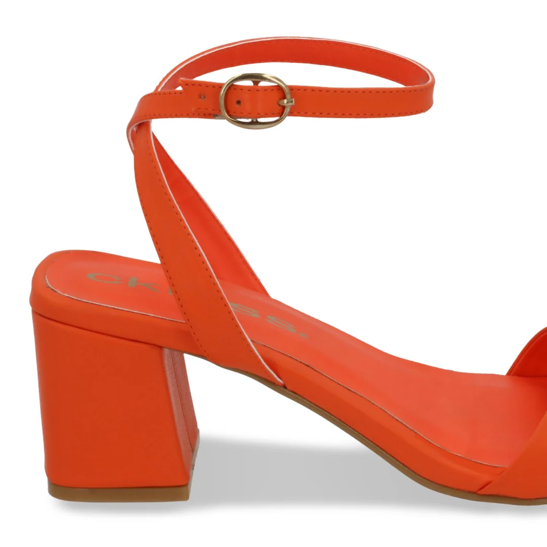 SANDALIA DE TACÓN MIEL Y NARANJA CON PULSERA 95878 - Image 6