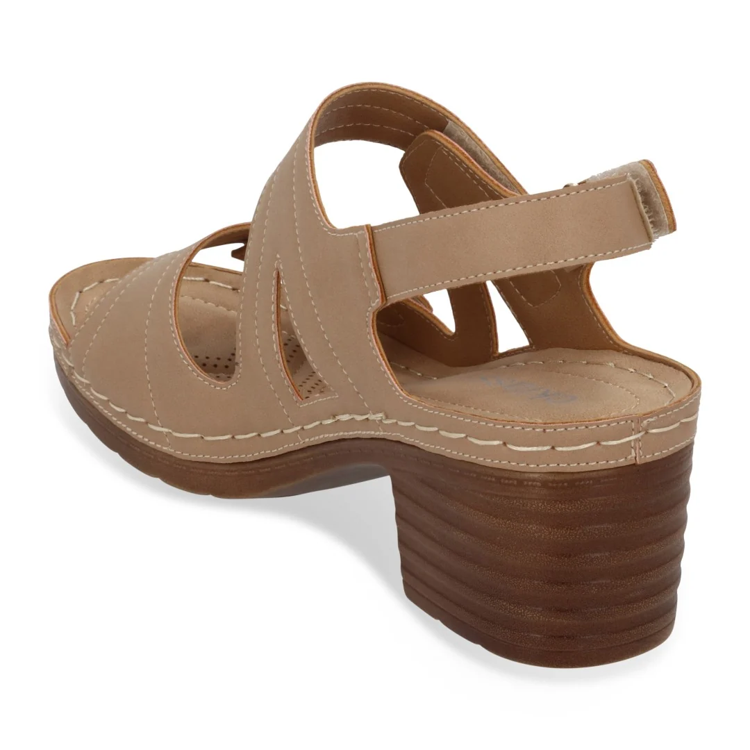 SANDALIA DE TACÓN MUJER BEIGE CON CONTACTEL 70457 - Image 3