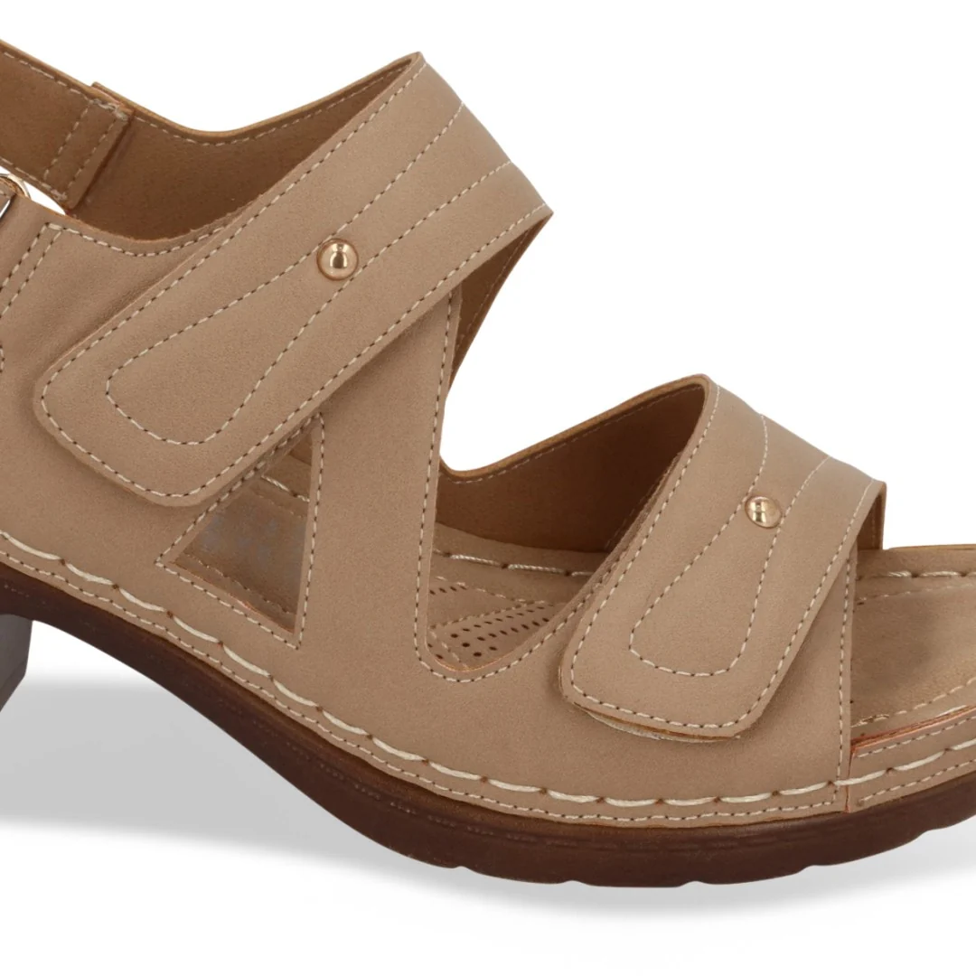 SANDALIA DE TACÓN MUJER BEIGE CON CONTACTEL 70457 - Image 6