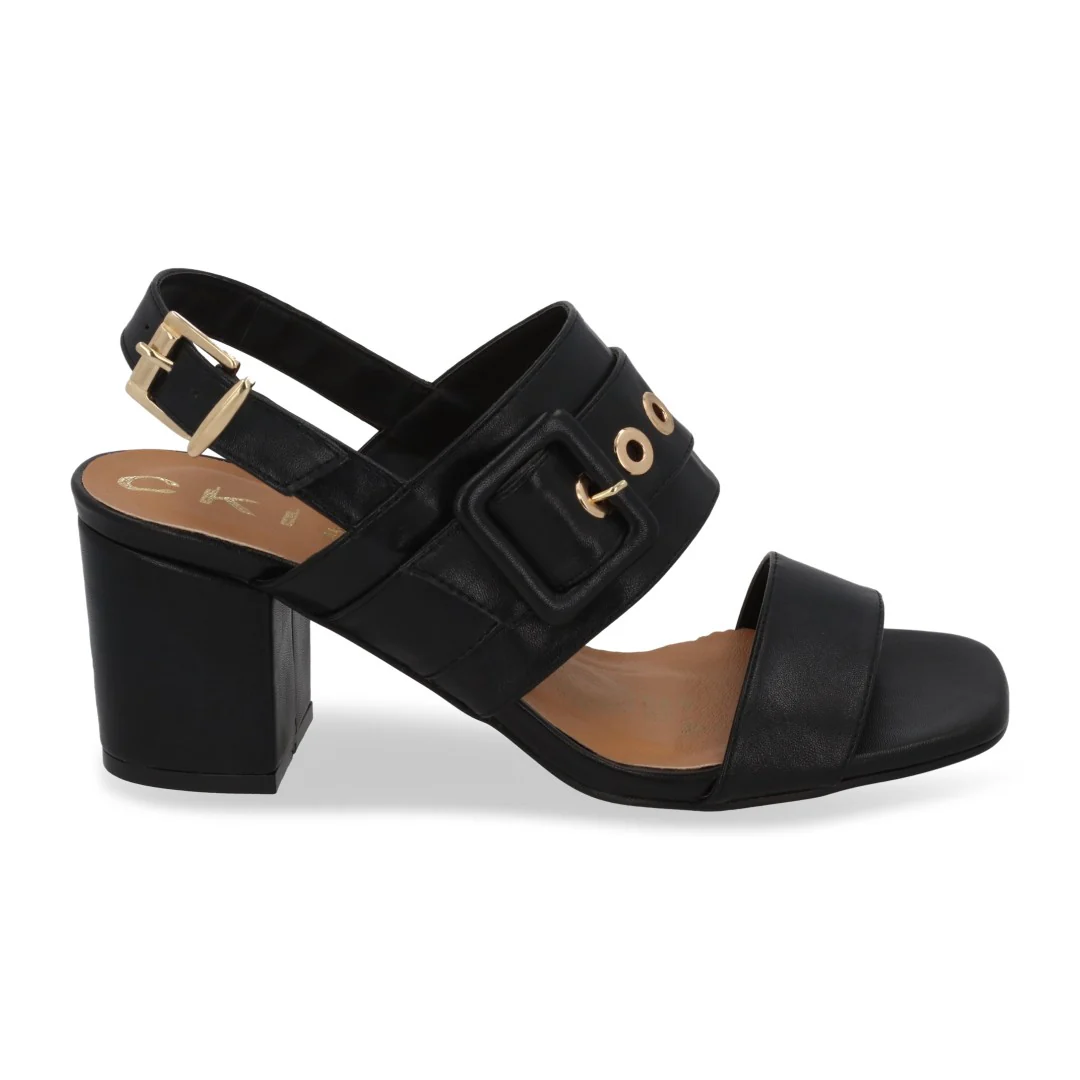 SANDALIA DE TACÓN NEGRO CON HEBIILLA 25078 - Image 2