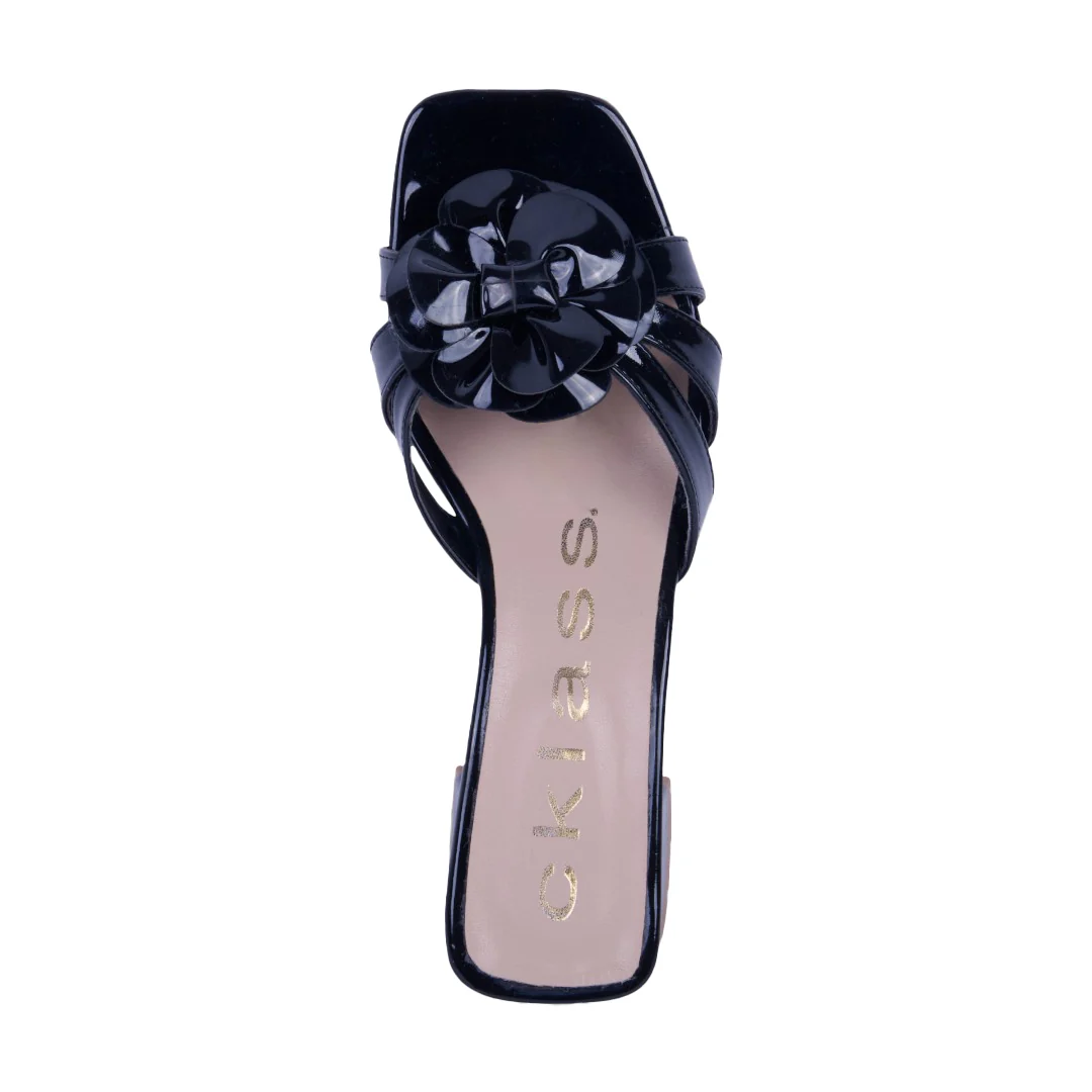 SANDALIA DE TACÓN NEGRO FLOR 21659 - Image 5