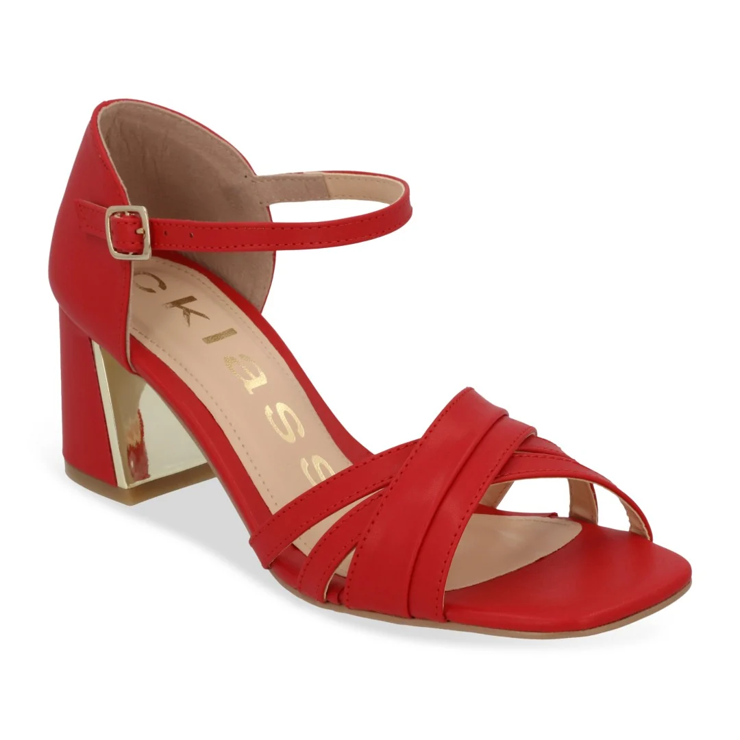 SANDALIA DE TACÓN ROJO CON DETALLE EN TACÓN 02939