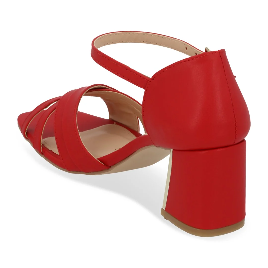 SANDALIA DE TACÓN ROJO CON DETALLE EN TACÓN 02939 - Image 3