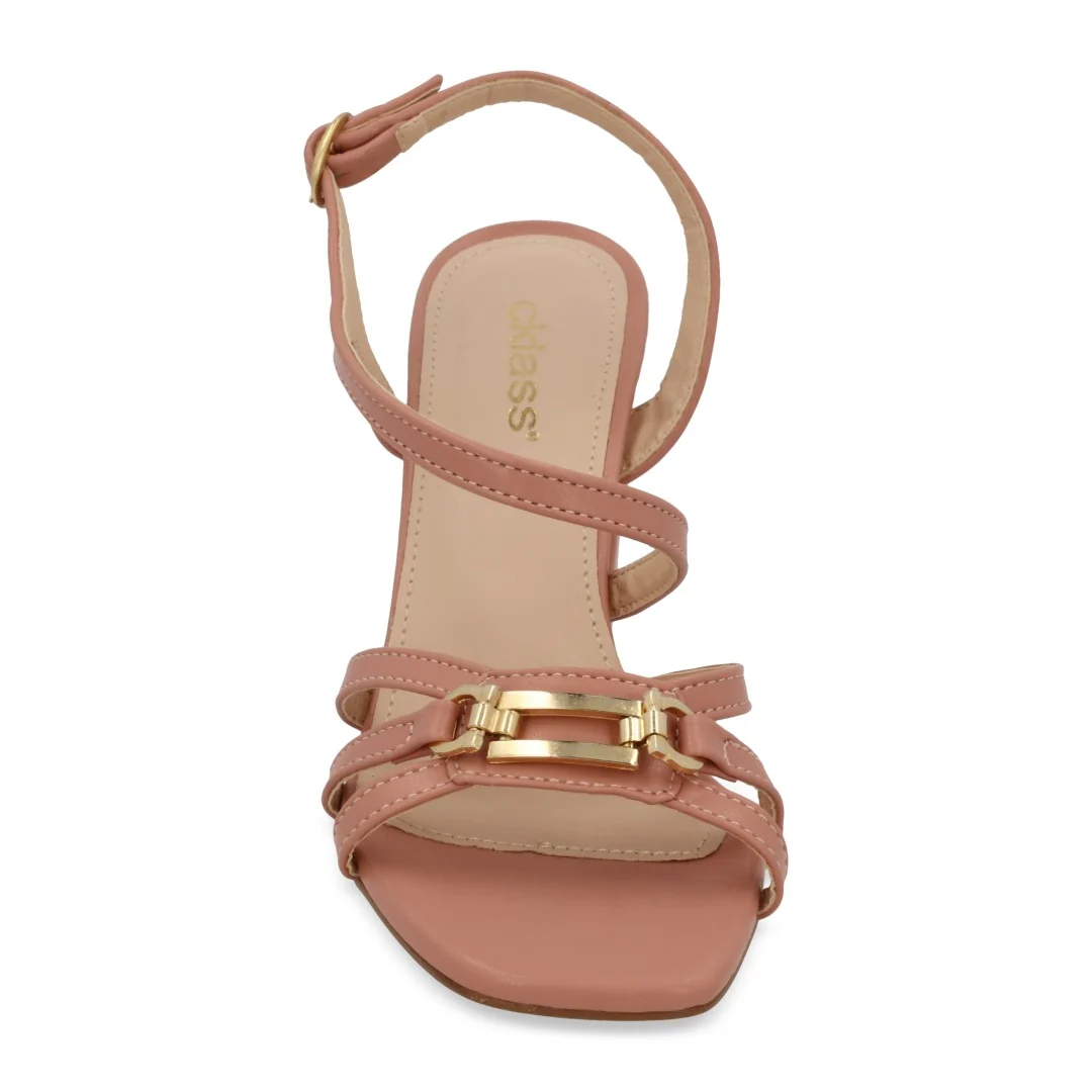 SANDALIA DE TACÓN ROSA CON APLICACIÓN DE HERRAJE 25300 - Image 4