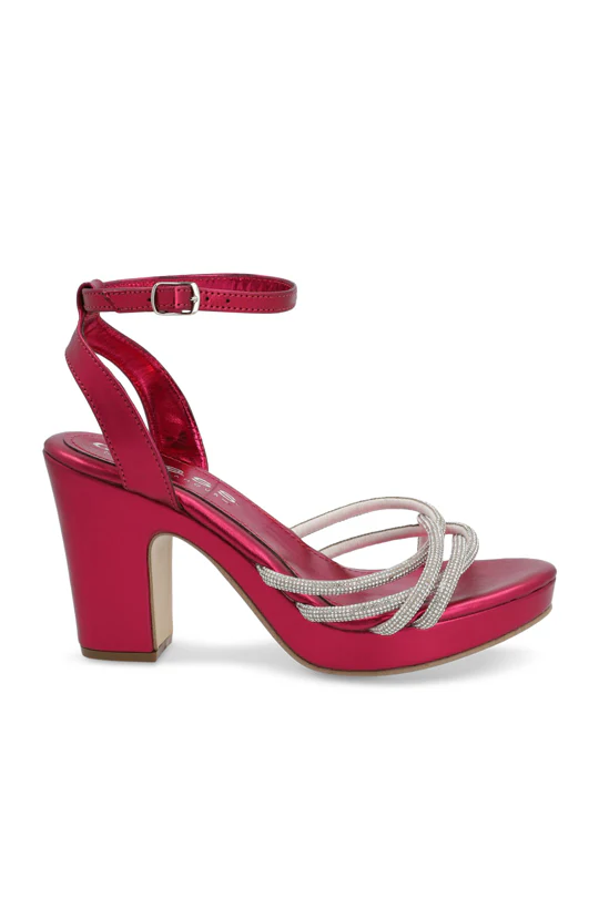 Sandalia de tacón rosa con tiras 36811 - Image 2