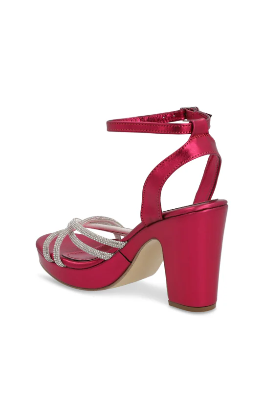 Sandalia de tacón rosa con tiras 36811 - Image 4