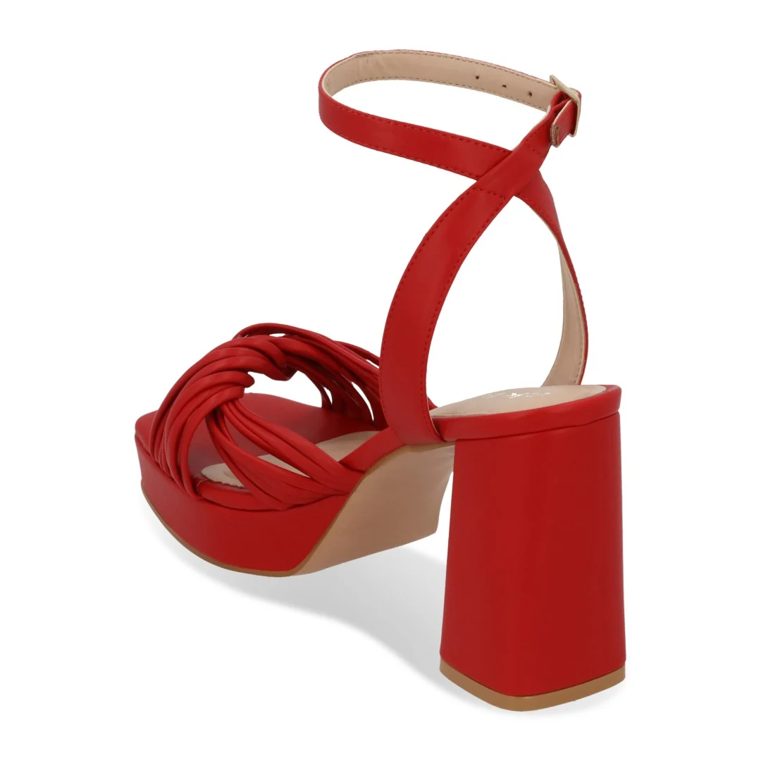 SANDALIA DE TACÓN Y MEDIA PLATAFORMA ROJO PULSERA 08629 - Image 3