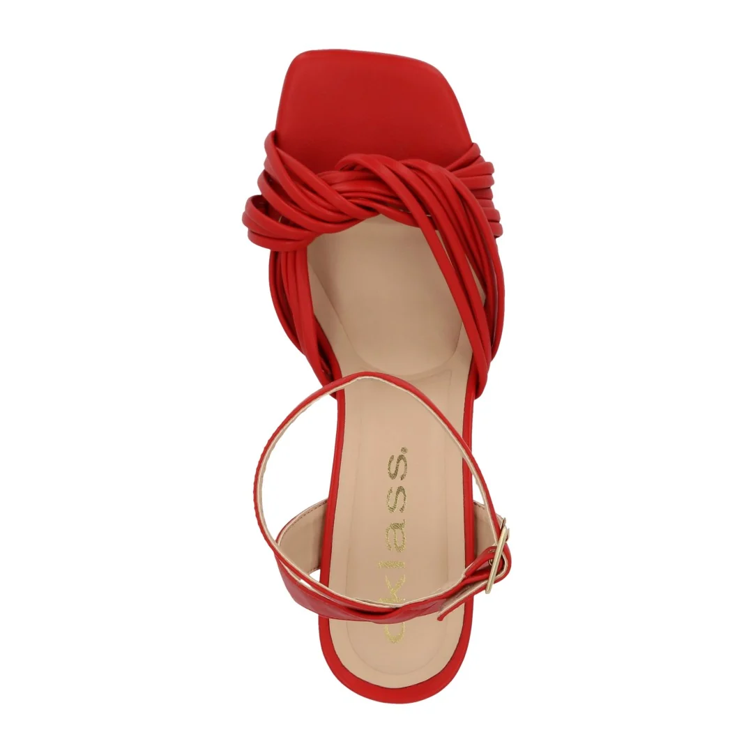 SANDALIA DE TACÓN Y MEDIA PLATAFORMA ROJO PULSERA 08629 - Image 5
