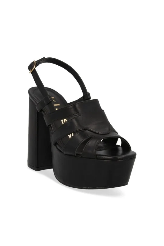 SANDALIA MEDIA PLATAFORMA NEGRO DESTALONADO 67460
