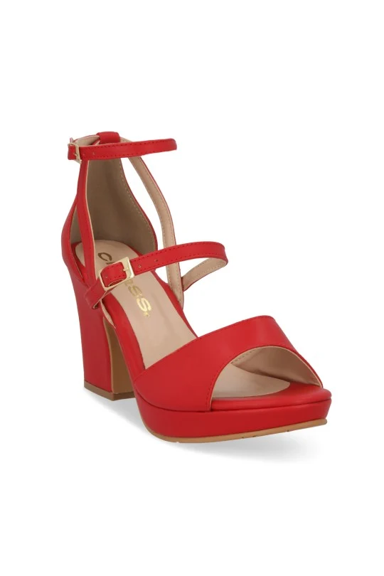 SANDALIA MEDIA PLATAFORMA ROJO CON PULSERA 03685