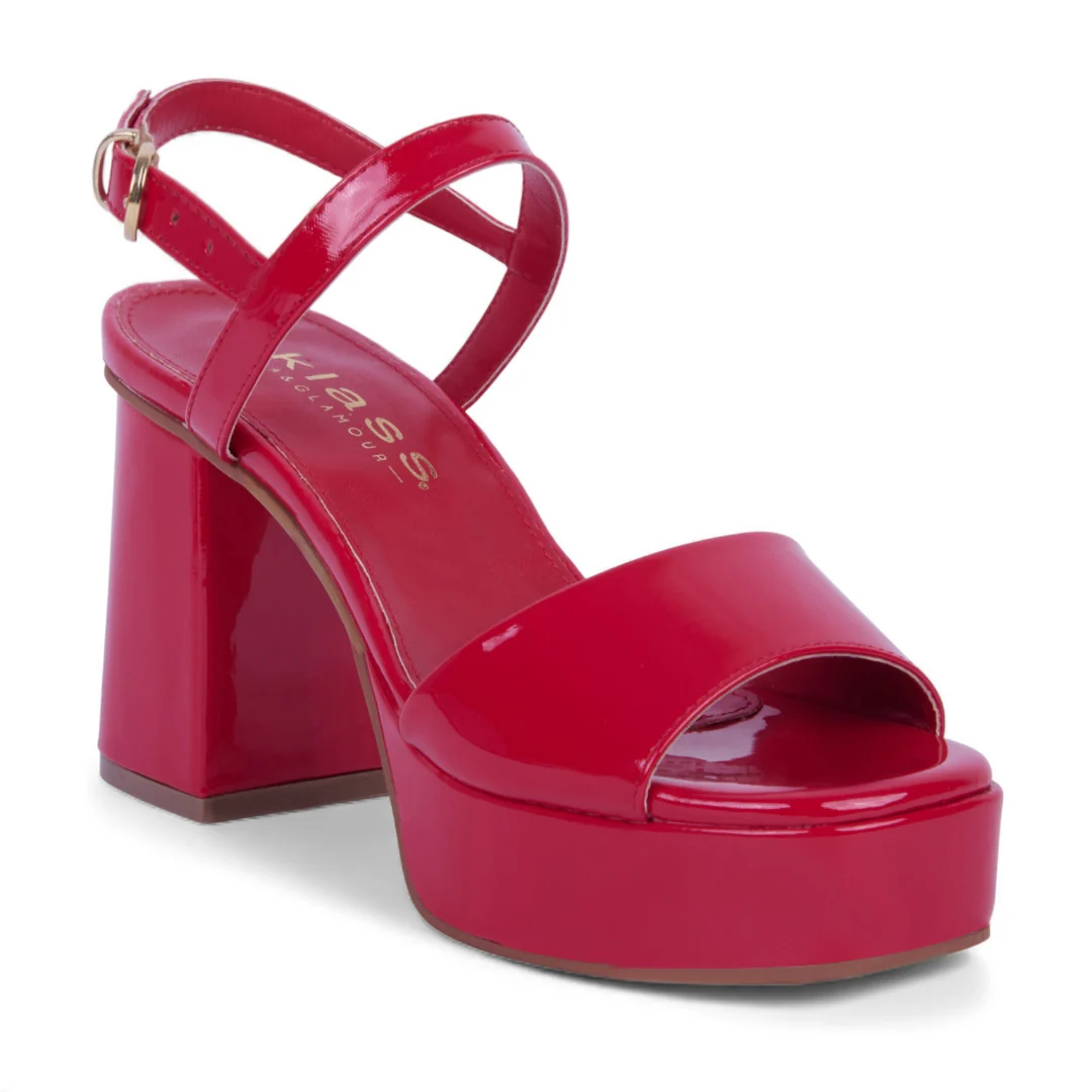 SANDALIA MEDIA PLATAFORMA Y TACÓN ROJO PULSERA 01821