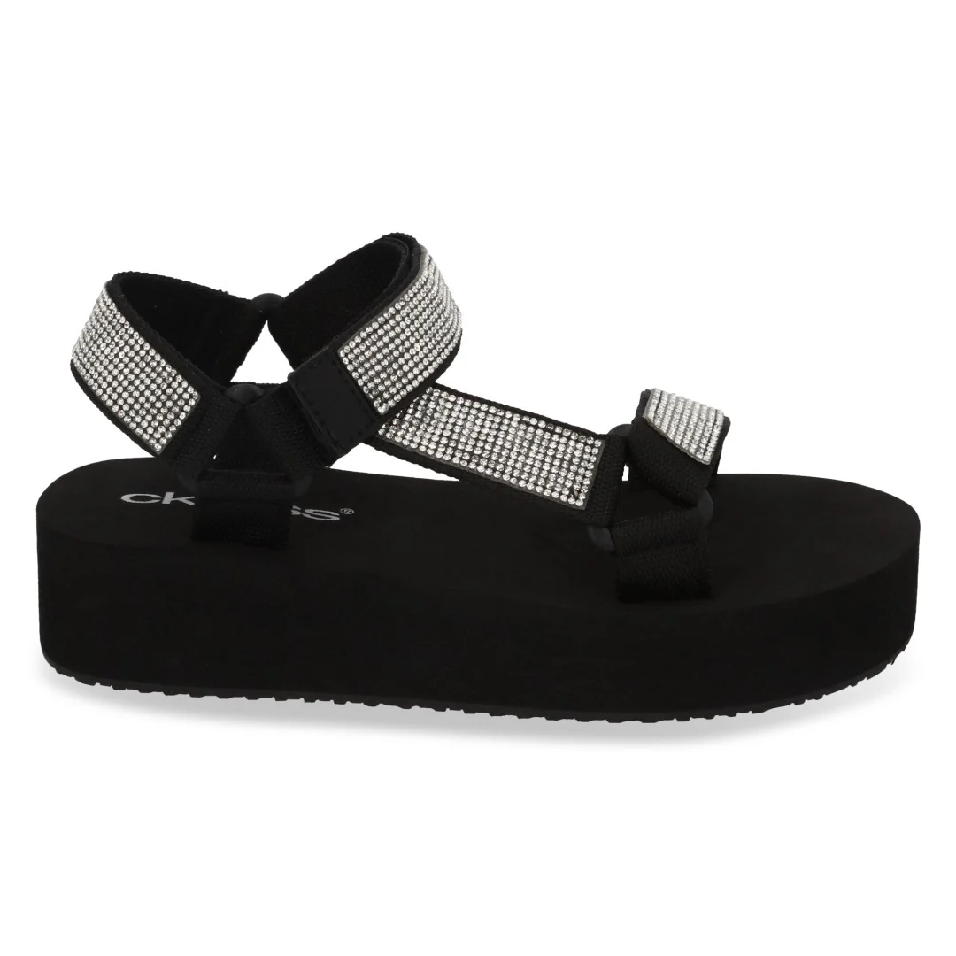 SANDALIA NEGRA DE PLATAFORMA CON BRILLOS 71044 - Image 2