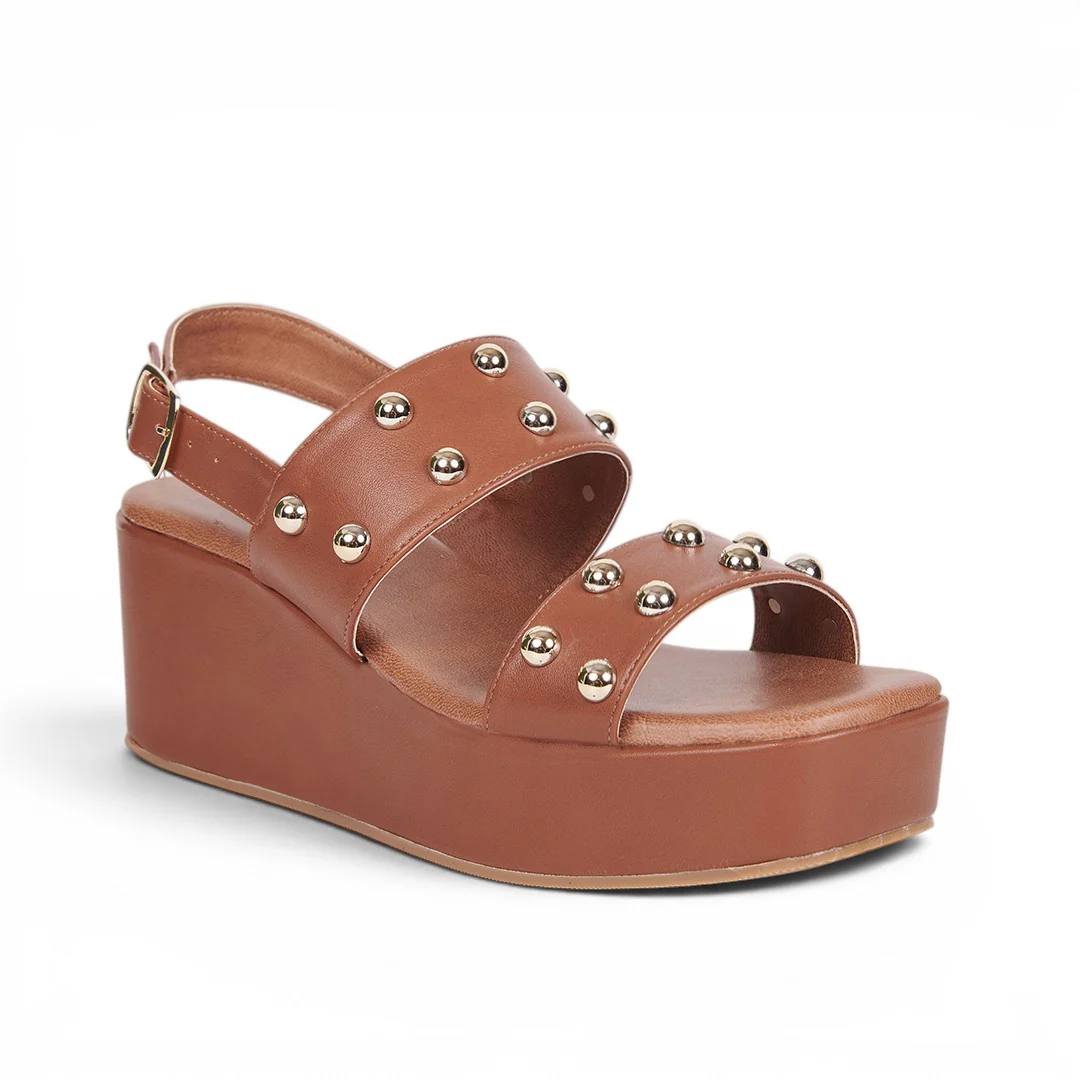 SANDALIA PLATAFORMA CON REMACHES MIEL 67100