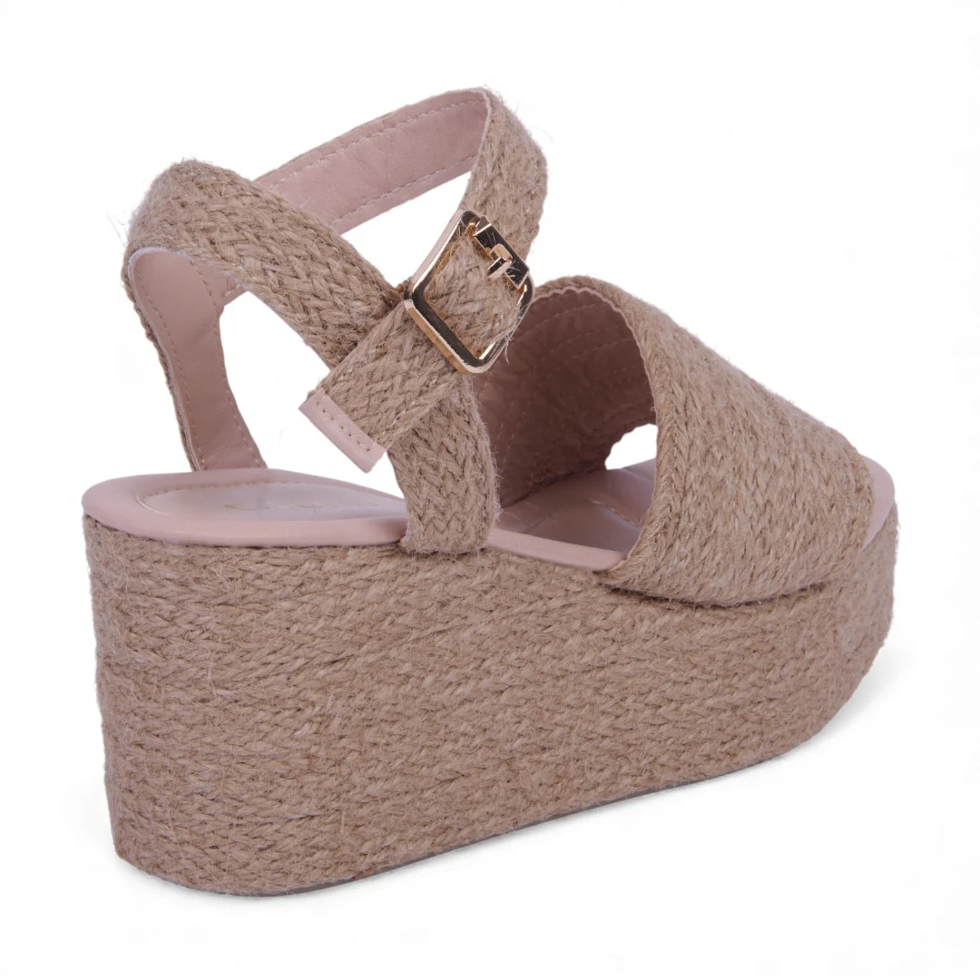 SANDALIA PLATAFORMA CORRIDA BEIGE CON PULSERA 08063 - Image 3
