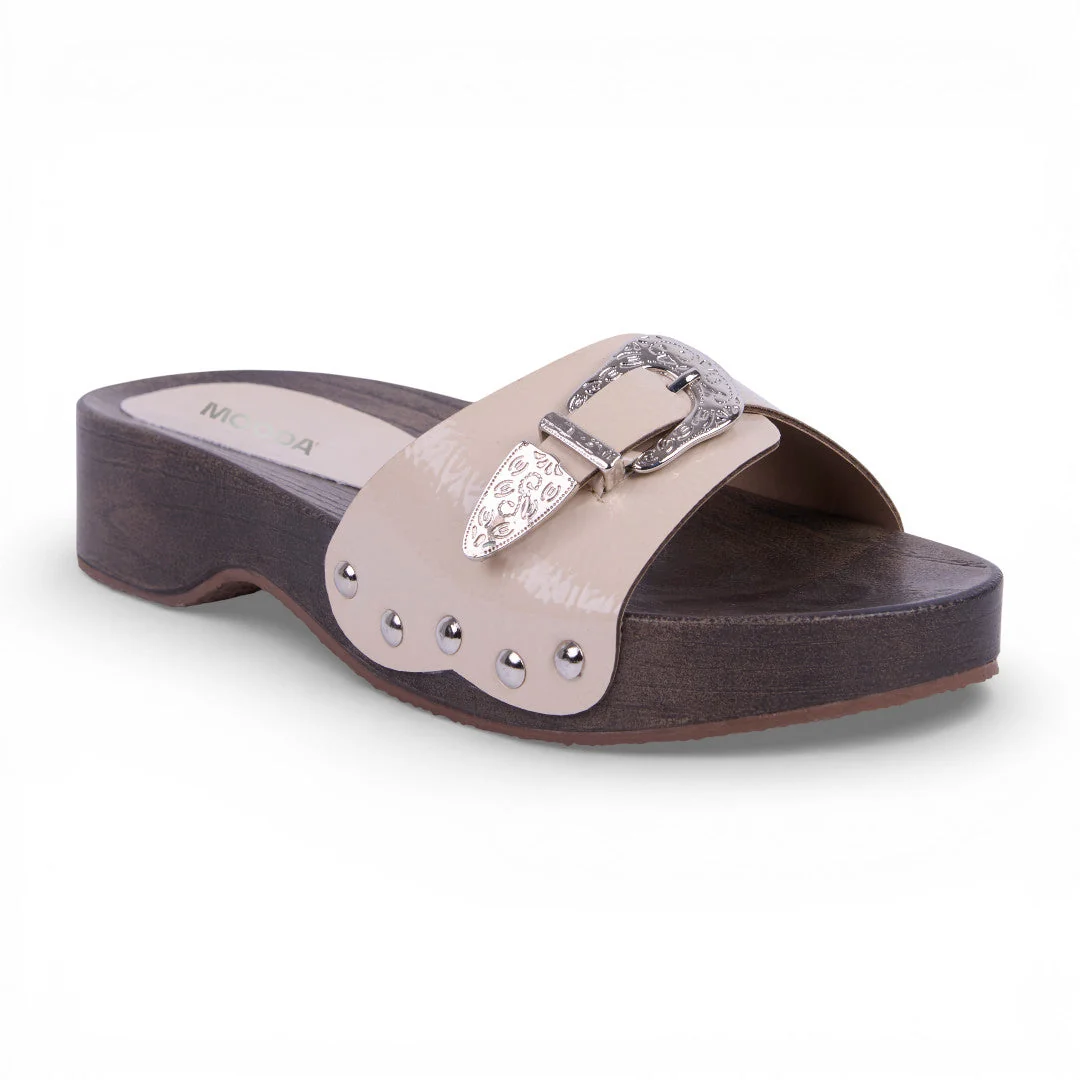 SANDALIA SUECO HEBILLA HUESO 10833