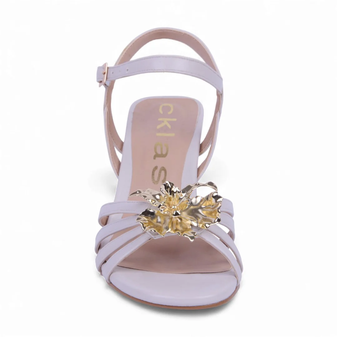 SANDALIA TACÓN IVORY DETALLE DORADO 04159 - Image 4