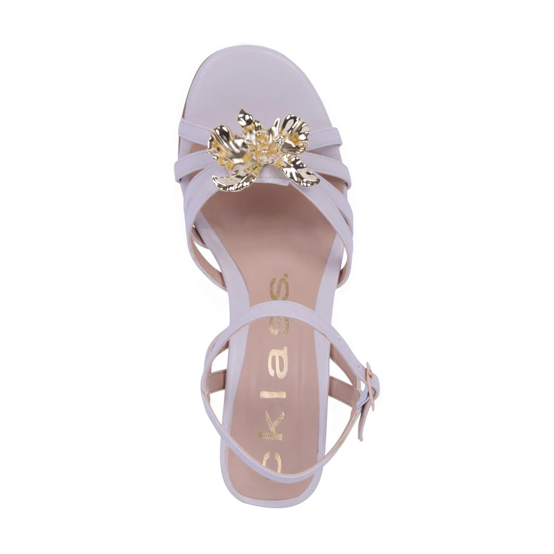 SANDALIA TACÓN IVORY DETALLE DORADO 04159 - Image 5