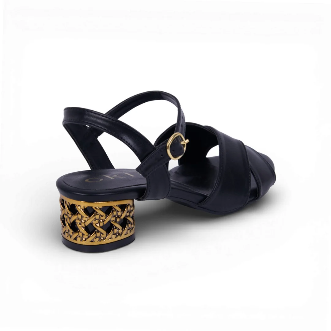 SANDALIA TACÓN REDONDO 4.5CM CRUCE NEGRO 40649 - Image 4