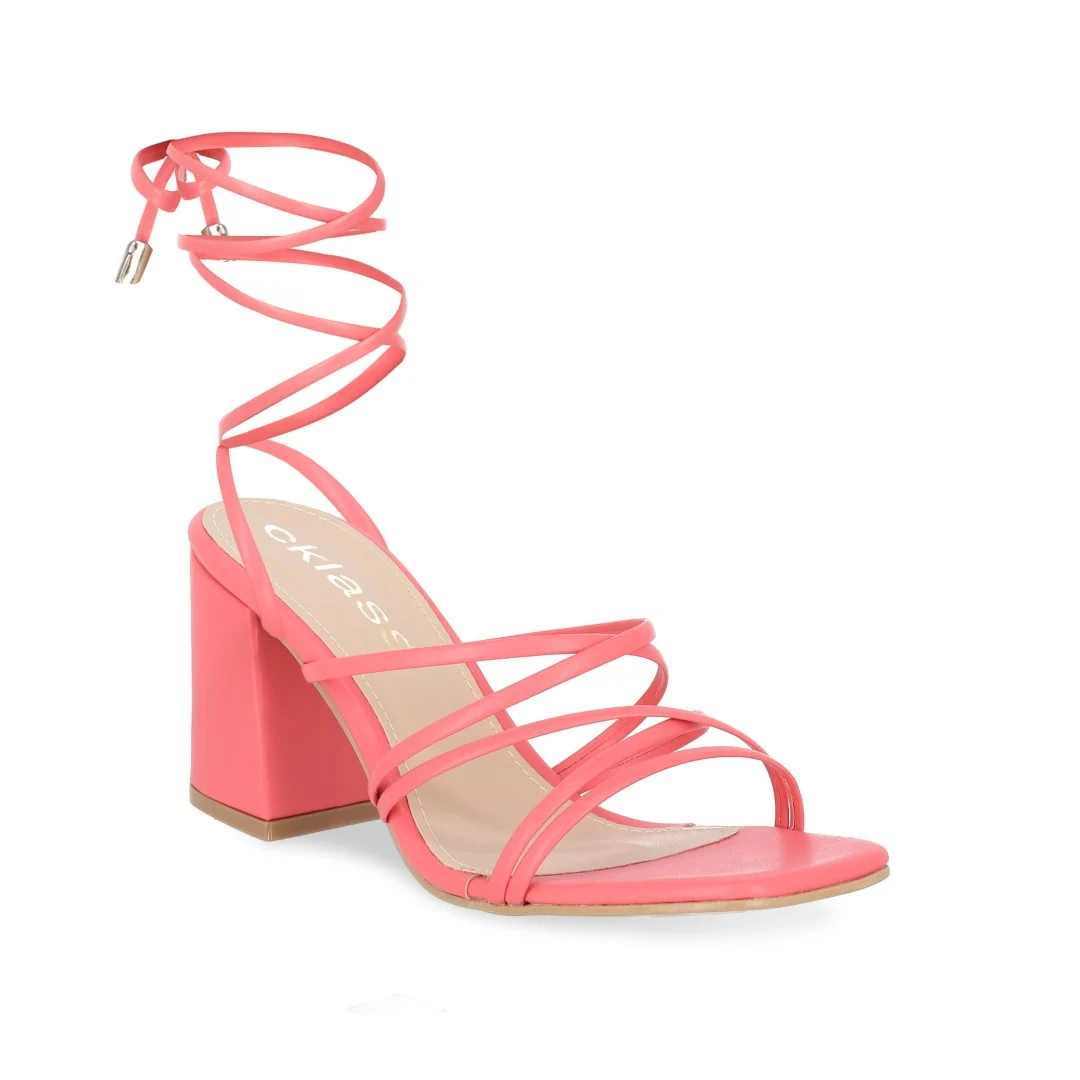 SANDALIA TACÓN ROSA CON TIRAS AJUSTABLES 67462
