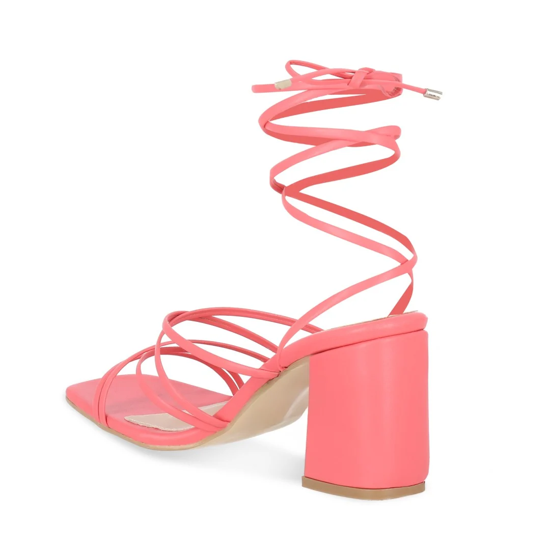 SANDALIA TACÓN ROSA CON TIRAS AJUSTABLES 67462 - Image 3