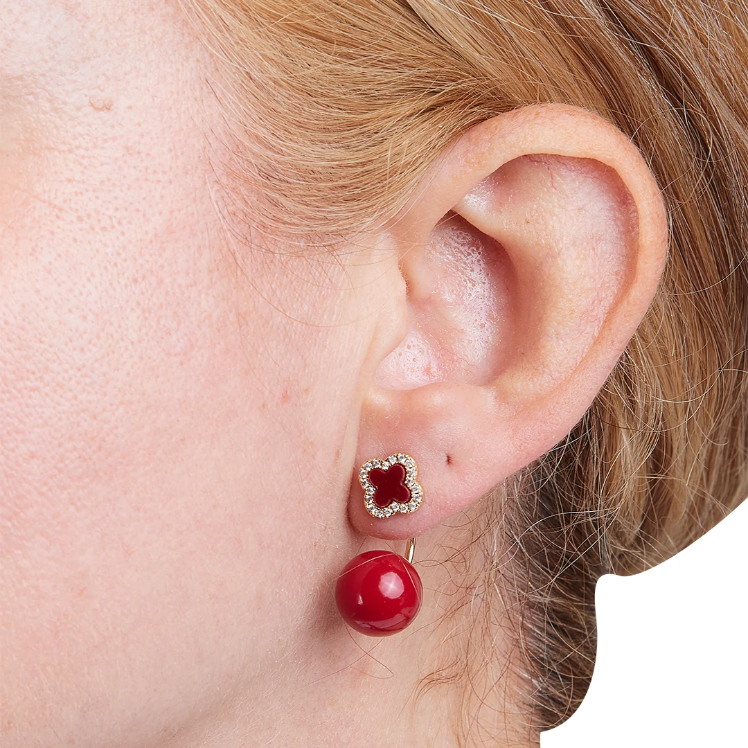 SET DE ARETES DE COLOR ROJO 88890 - Image 2