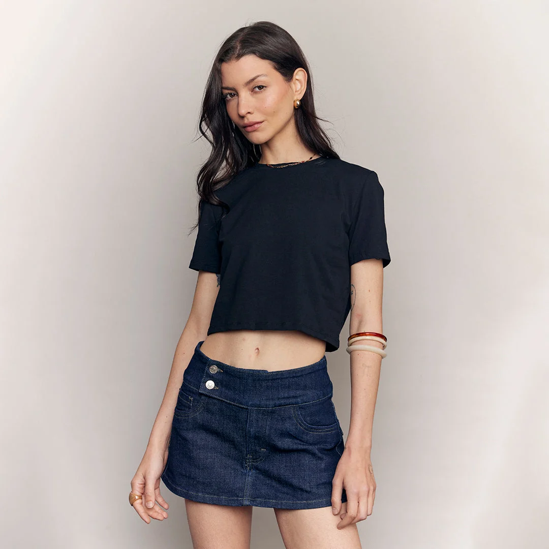 SHORT FALDA DENIM TIRO MEDIO MEZCLILLA 48520