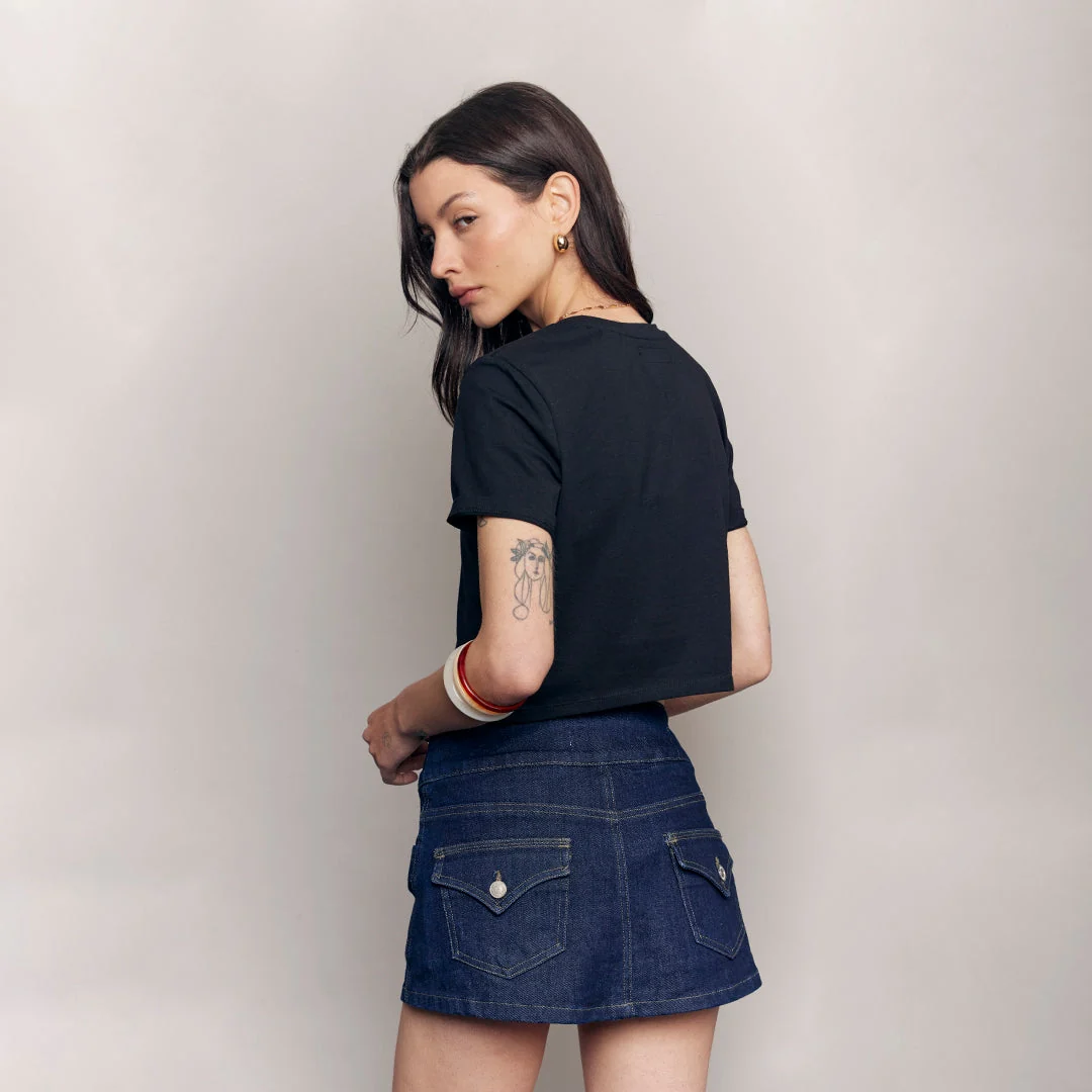 SHORT FALDA DENIM TIRO MEDIO MEZCLILLA 48520 - Image 2