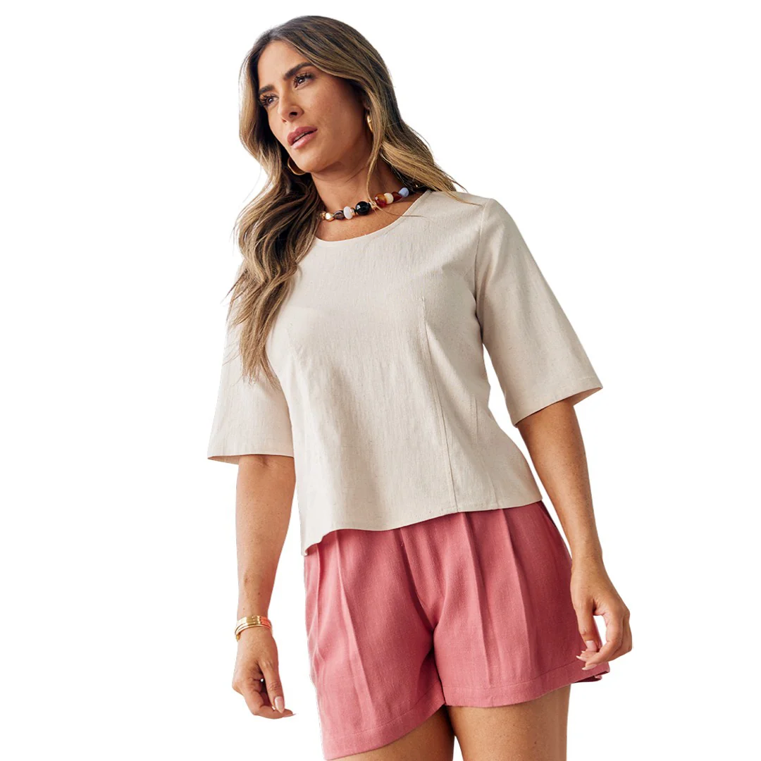 SHORT LISO TIRO MEDIO ROSA 91177 - Image 3
