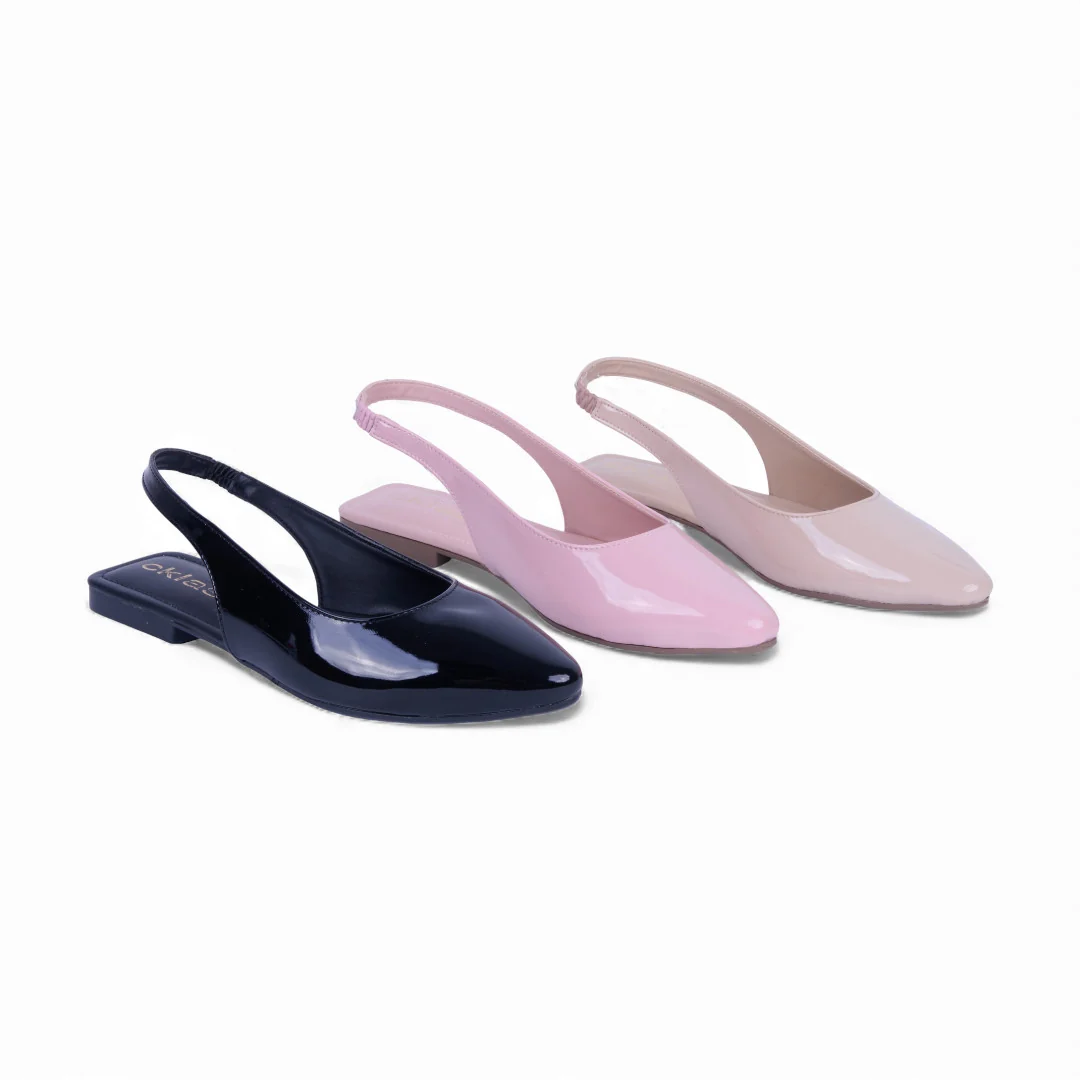 SIX 504 BALLERINAS DE PISO NEGRO, ROSA Y BEIGE 08060
