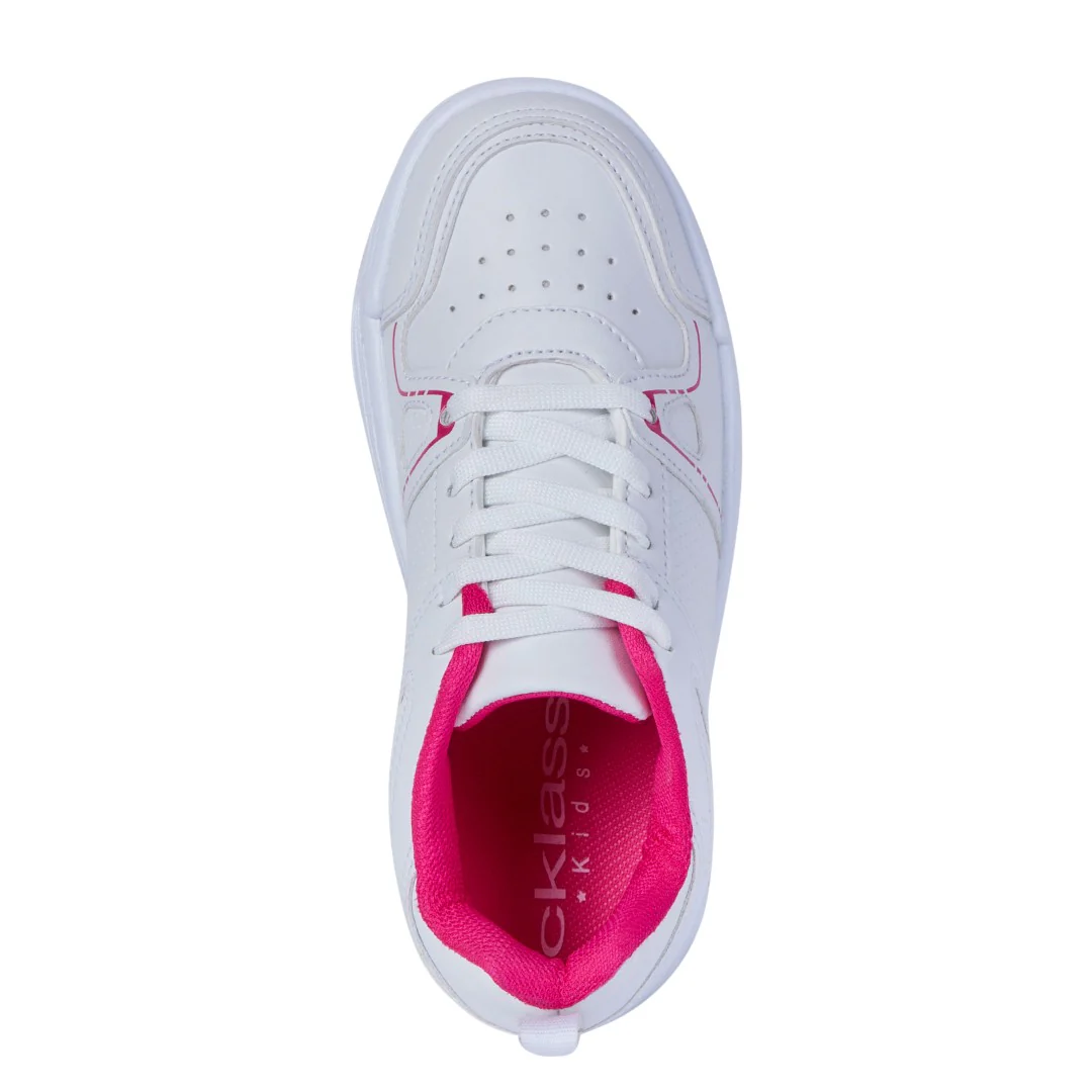 TENIS CASUAL AGUJETAS DETALLE ROSA BLANCO 03942 - Image 3