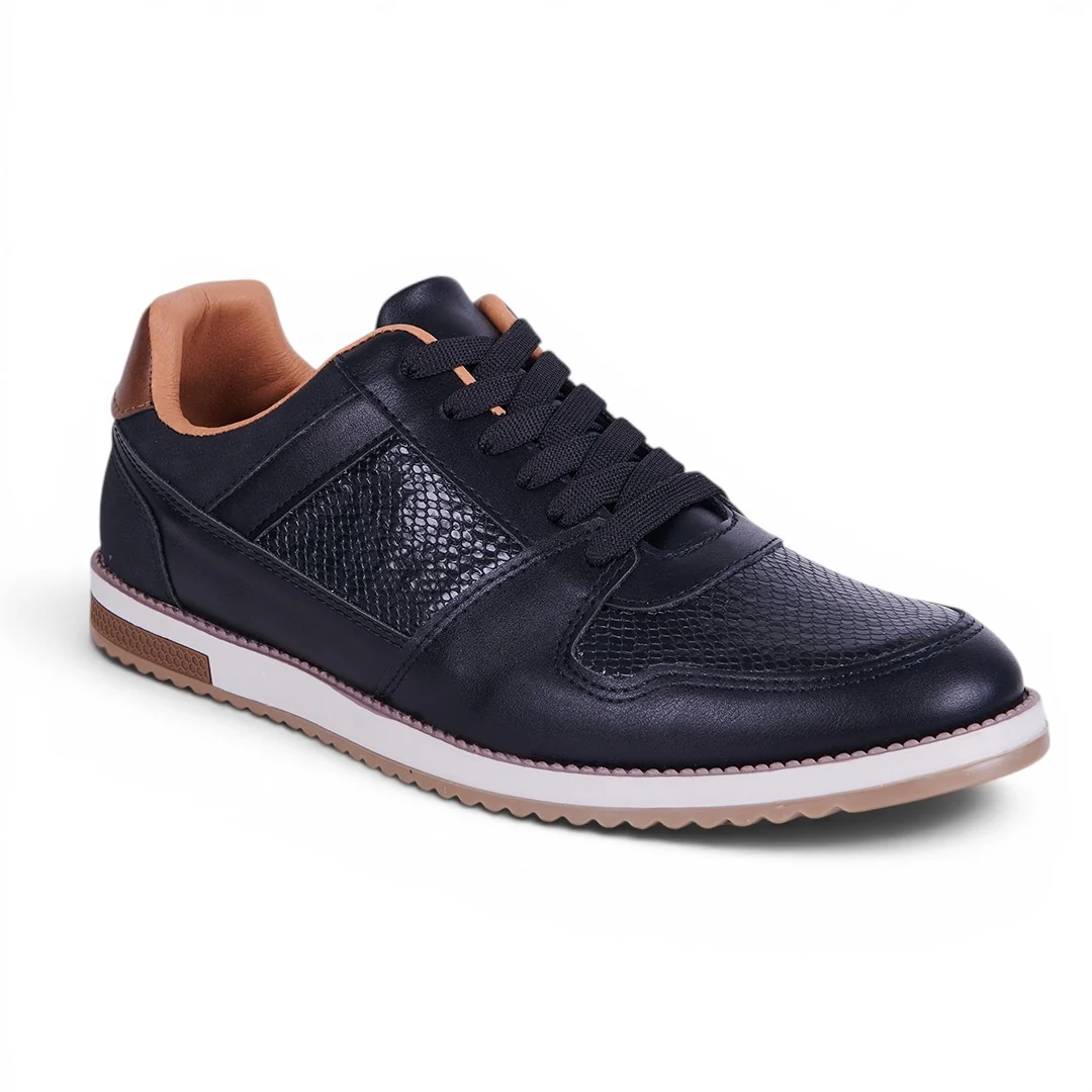 TENIS CASUAL CON TEXTURAS Y DETALLE NEGRO 01063