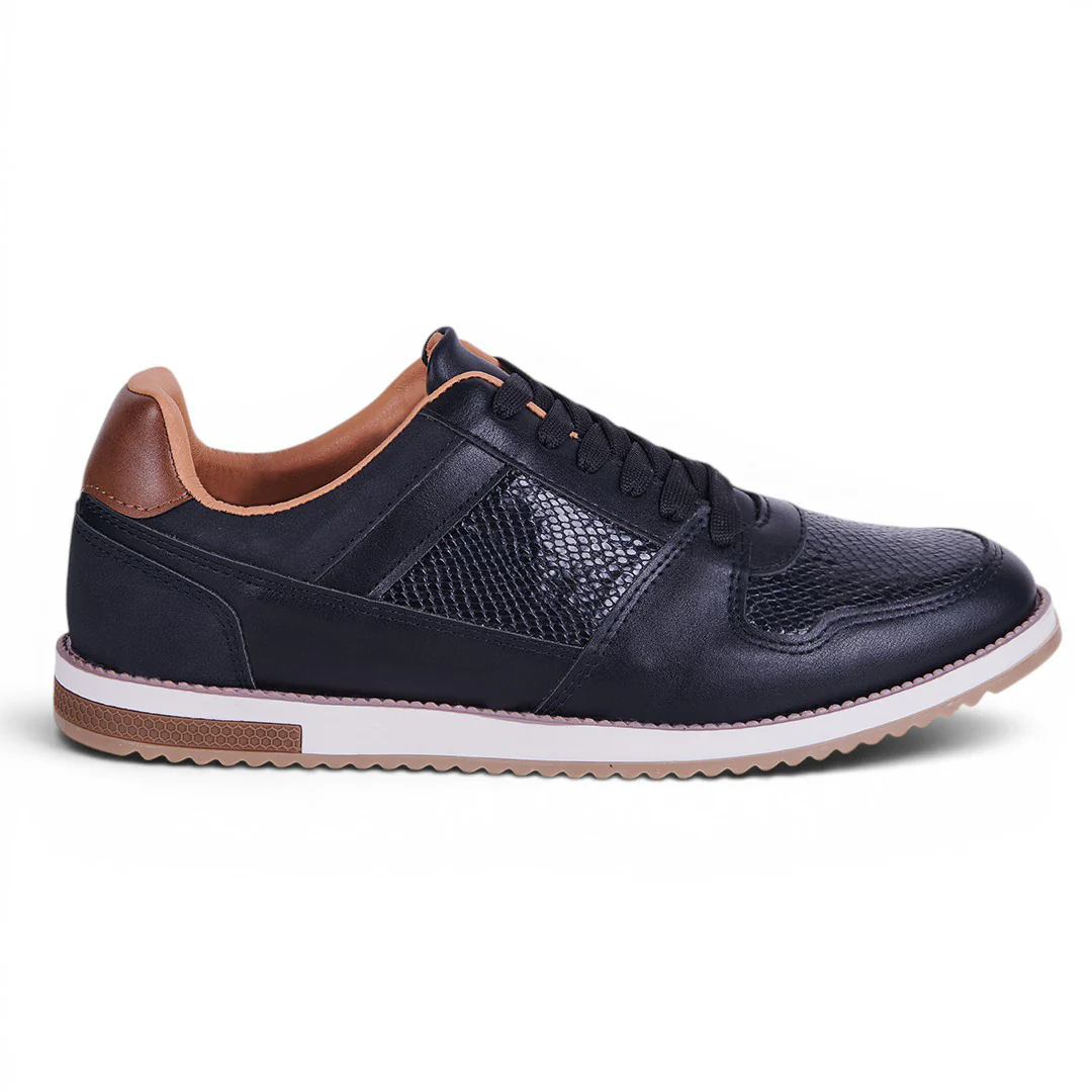 TENIS CASUAL CON TEXTURAS Y DETALLE NEGRO 01063 - Image 2