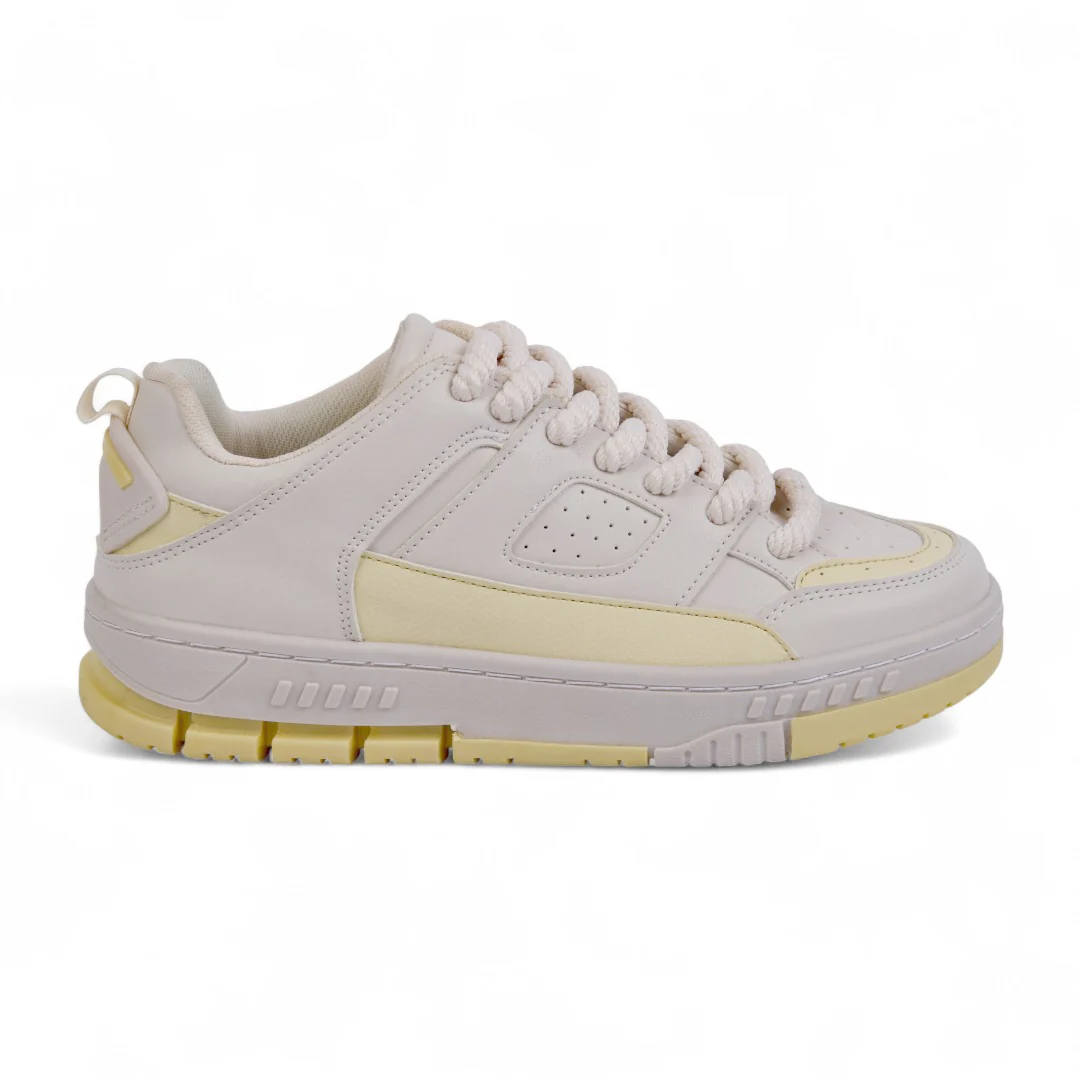 TENIS DE PISO HUESO CHUNKY CON DETALLES AMARILLOS 29611 - Image 2