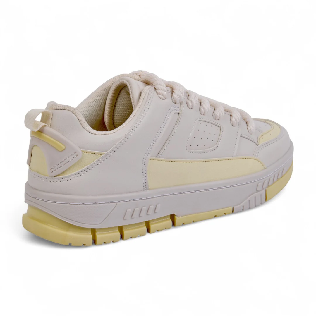 TENIS DE PISO HUESO CHUNKY CON DETALLES AMARILLOS 29611 - Image 3
