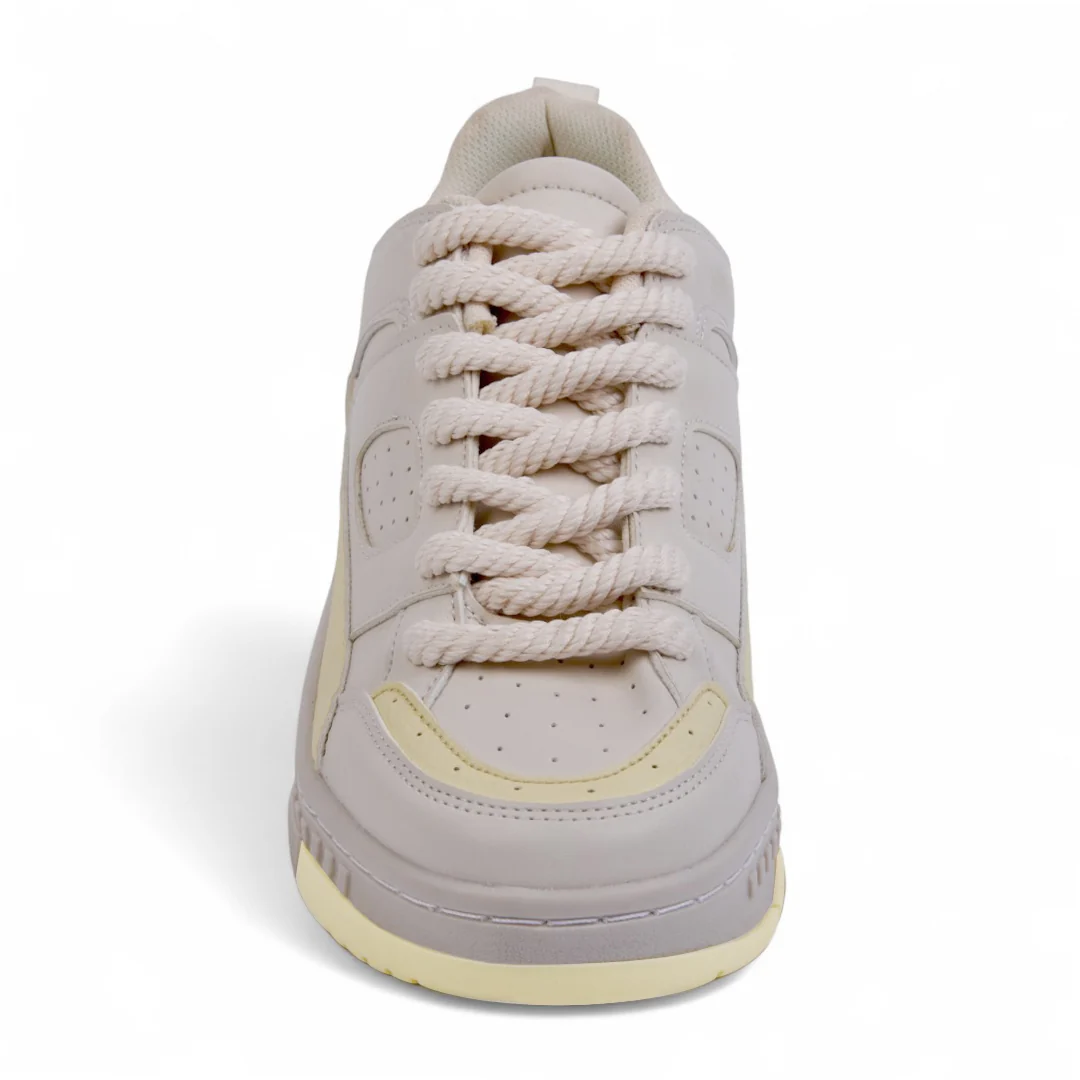 TENIS DE PISO HUESO CHUNKY CON DETALLES AMARILLOS 29611 - Image 4