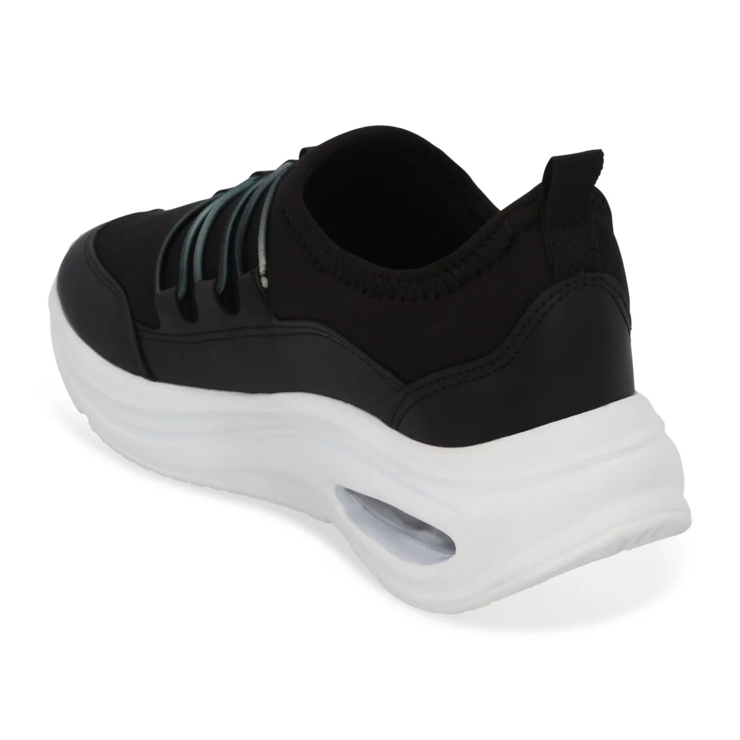 TENIS DE PISO MUJER NEGRO CON SUELA DE BURBUJA 03704 - Image 3