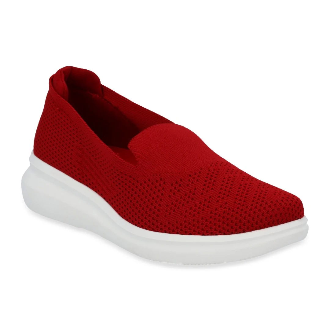 TENIS DE PISO ROJO TEXTIL TEJIDO 03917