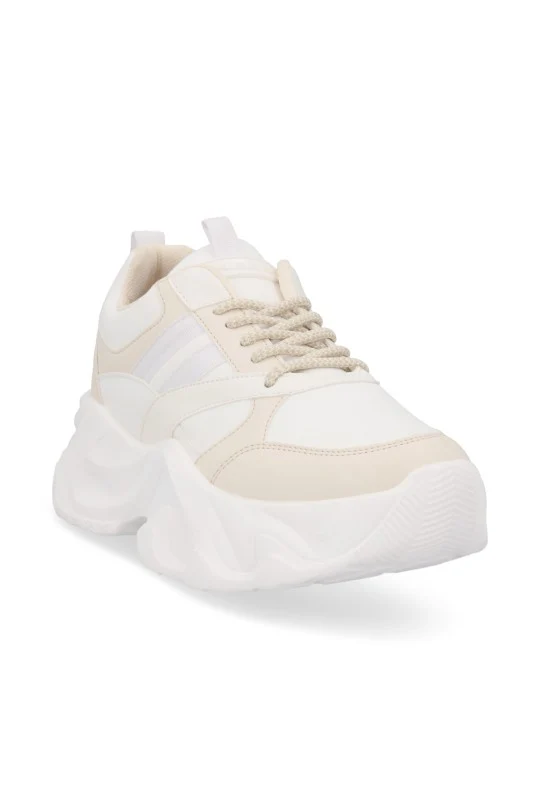 TENIS DE PLATAFORMA BLANCO CON CINTAS 12570