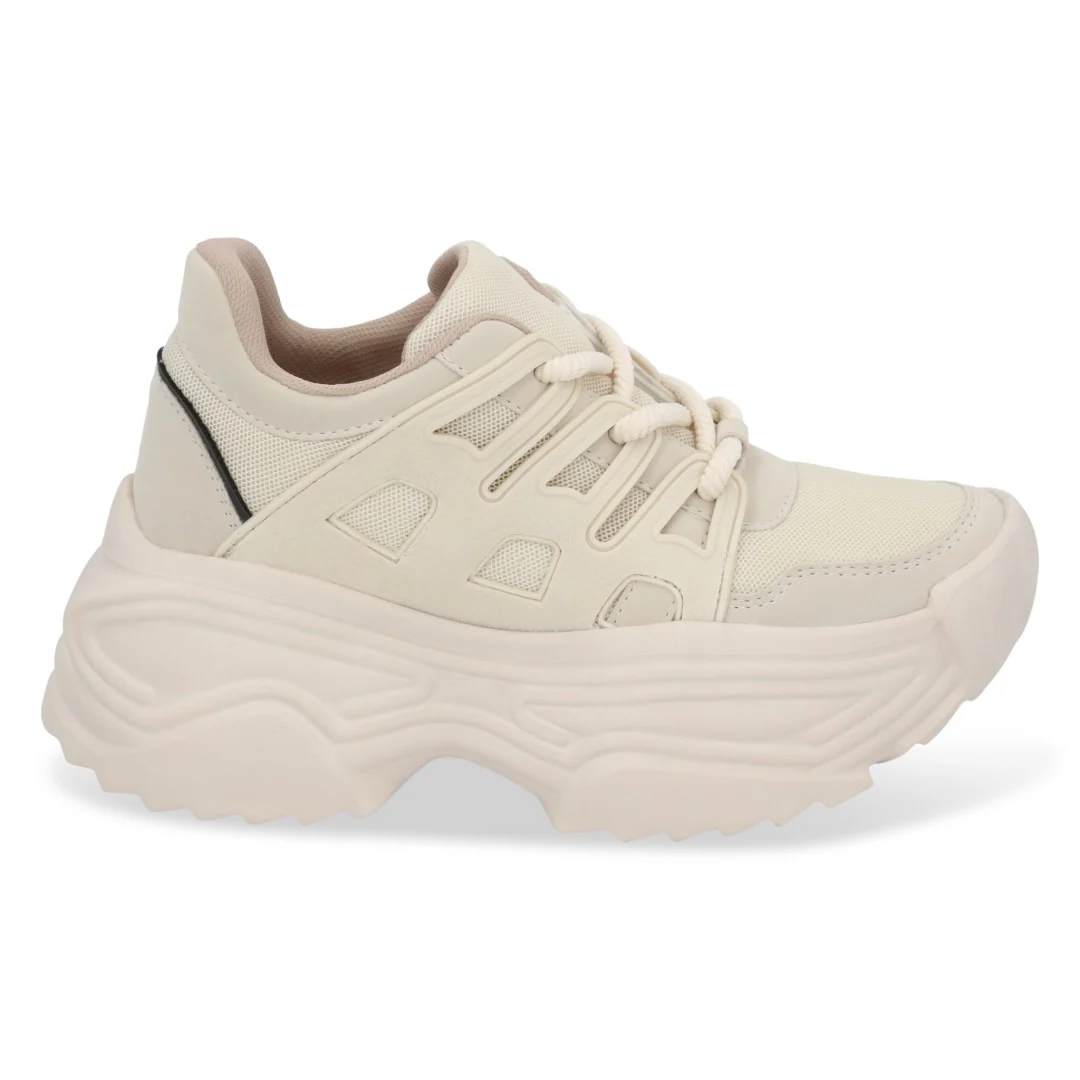 TENIS DE PLATAFORMA HUESO CON AGUJETAS 56222 - Image 2
