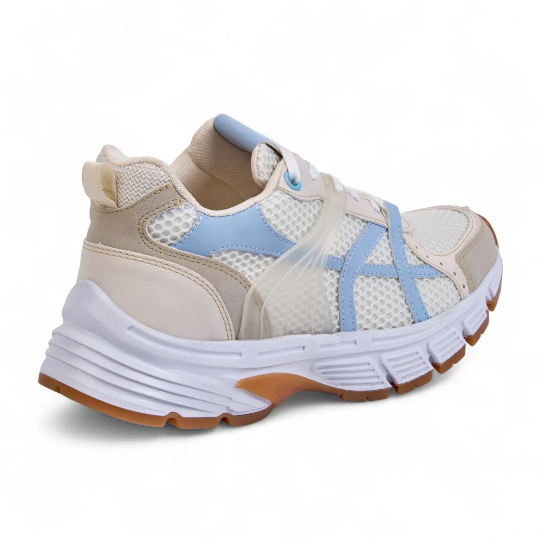 TENIS DE PLATAFORMA HUESO CON DETALLE AZUL 18709 - Image 3