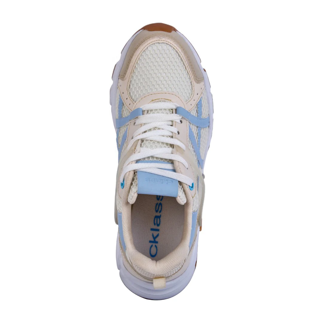 TENIS DE PLATAFORMA HUESO CON DETALLE AZUL 18709 - Image 5