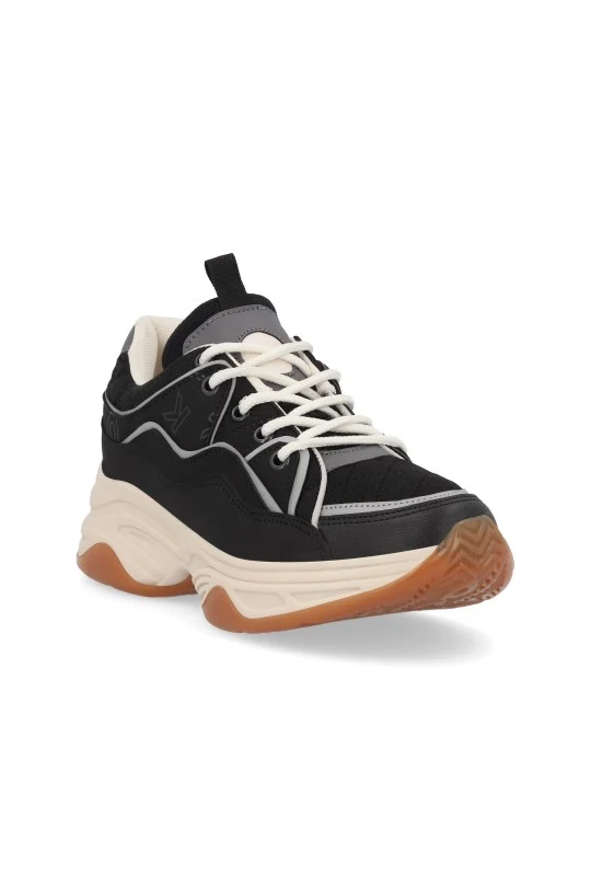 TENIS DE PLATAFORMA NEGRO CON CINTAS 20751