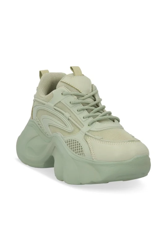 TENIS DE PLATAFORMA VERDE TEXTIL 32842