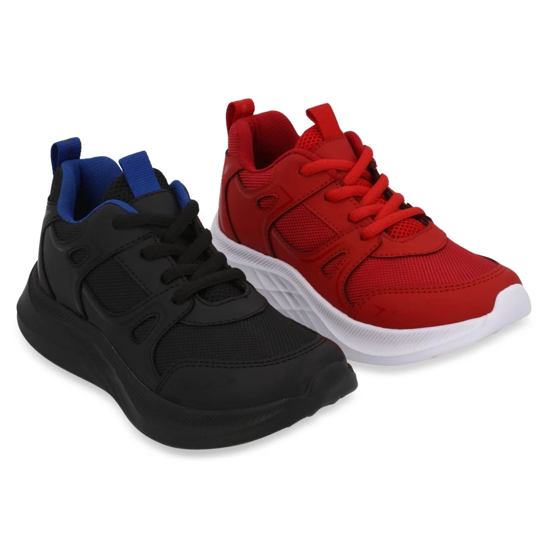 TENIS DEPORTIVO NEGRO Y ROJO DUO 714