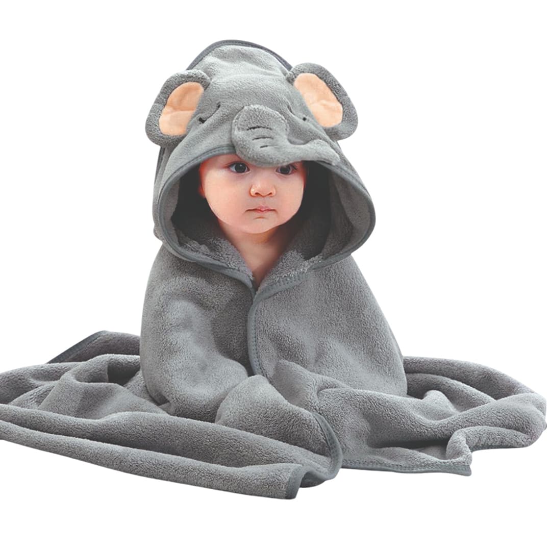 TOALLA PARA BEBÉ CON CAPUCHA GRIS 81558
