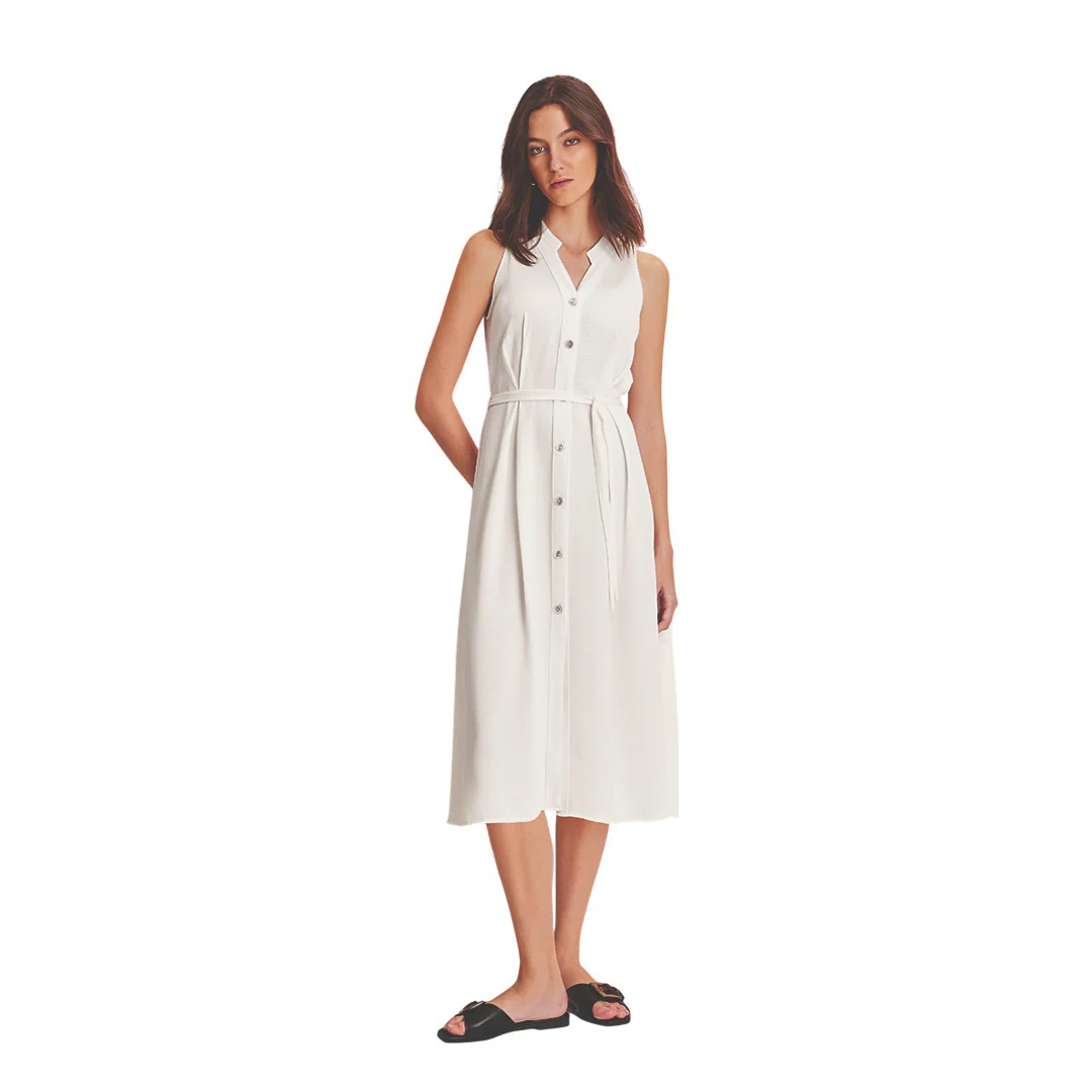 VESTIDO BLANCO CUELLO MAO 44769